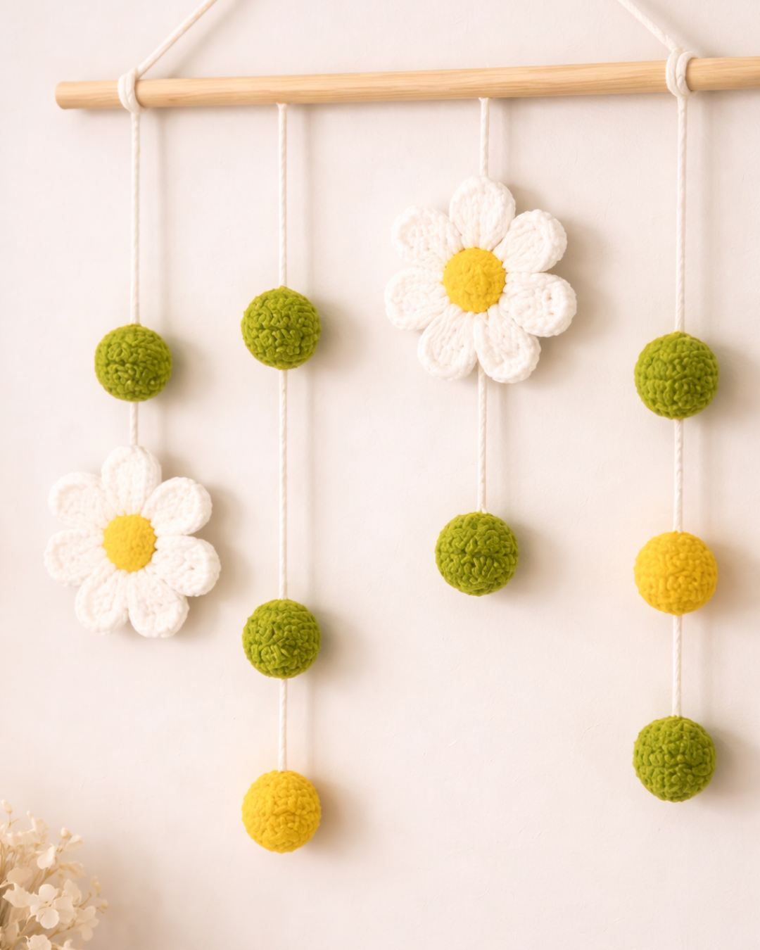 Handmade Boho Crochet Daisy Wall Hanging