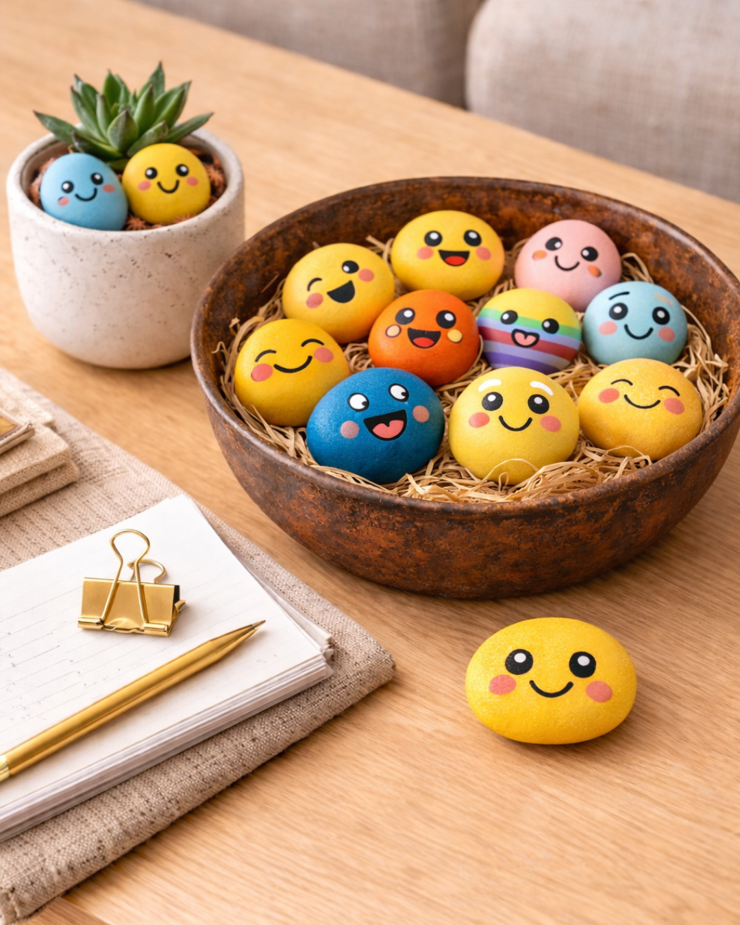 Hand-Painted Rock Art Set – Handmade Decorative Stones