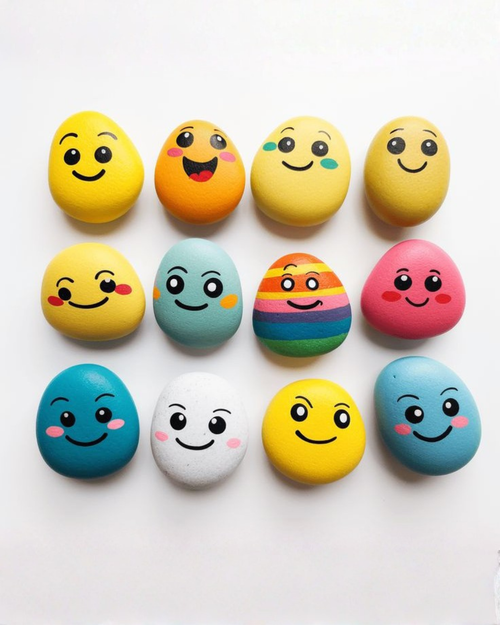 Hand-Painted Rock Art Set – Handmade Decorative Stones