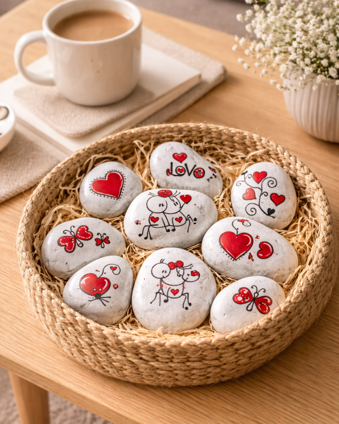 Hand-Painted Rock Art Set – Handmade Decorative Stones