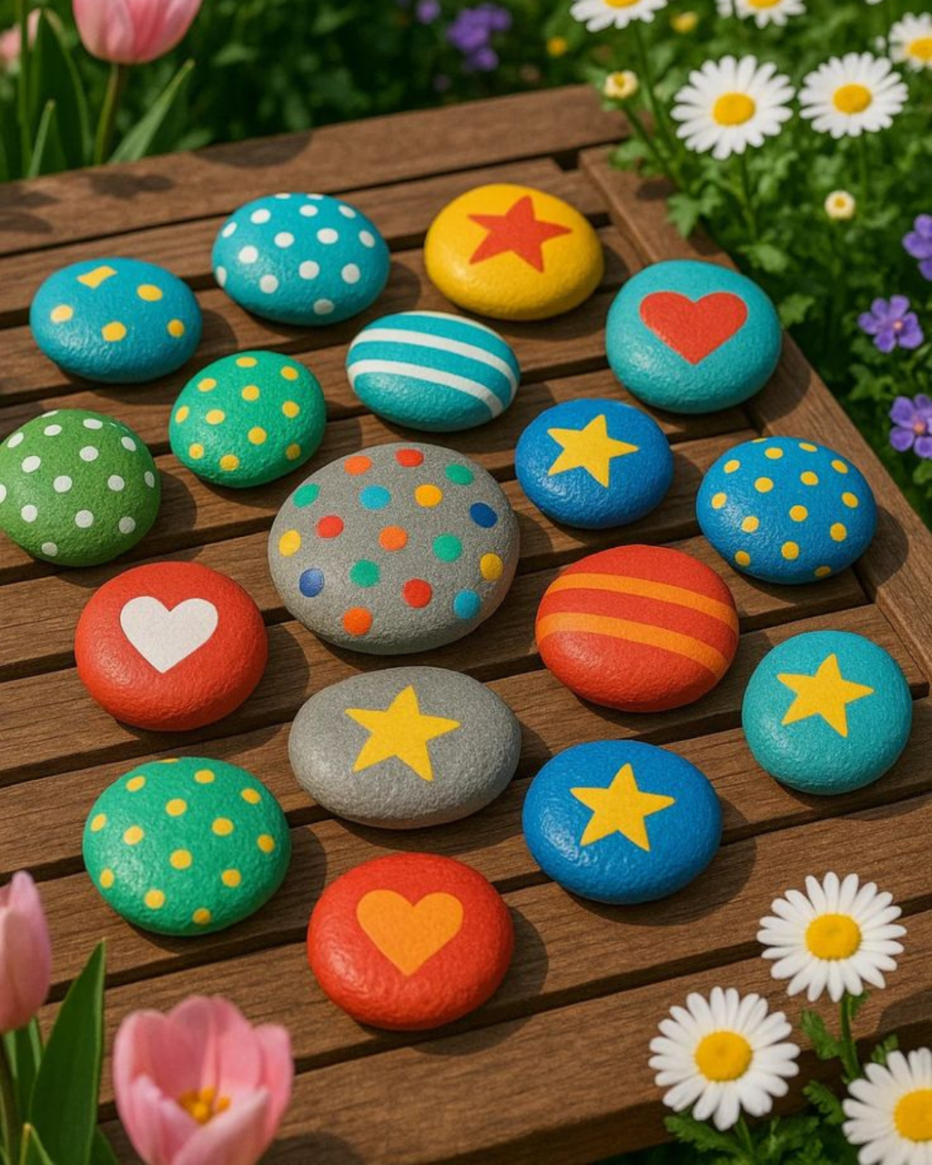 Hand-Painted Rock Art Set – Handmade Decorative Stones