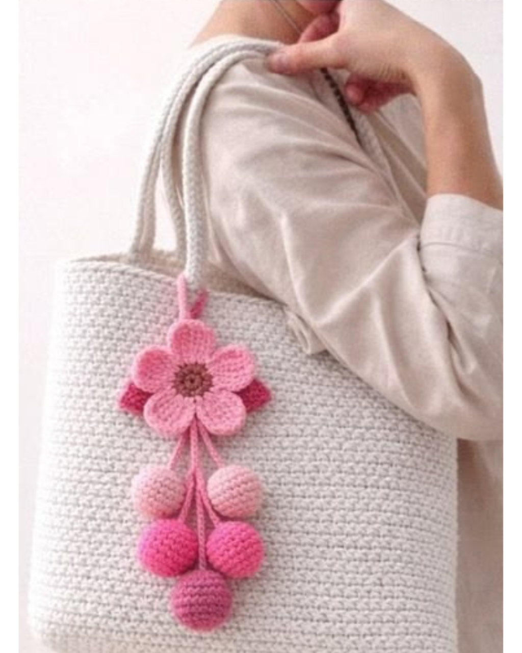 Blossom Charm – Hand-Crocheted Flower Bag Tag