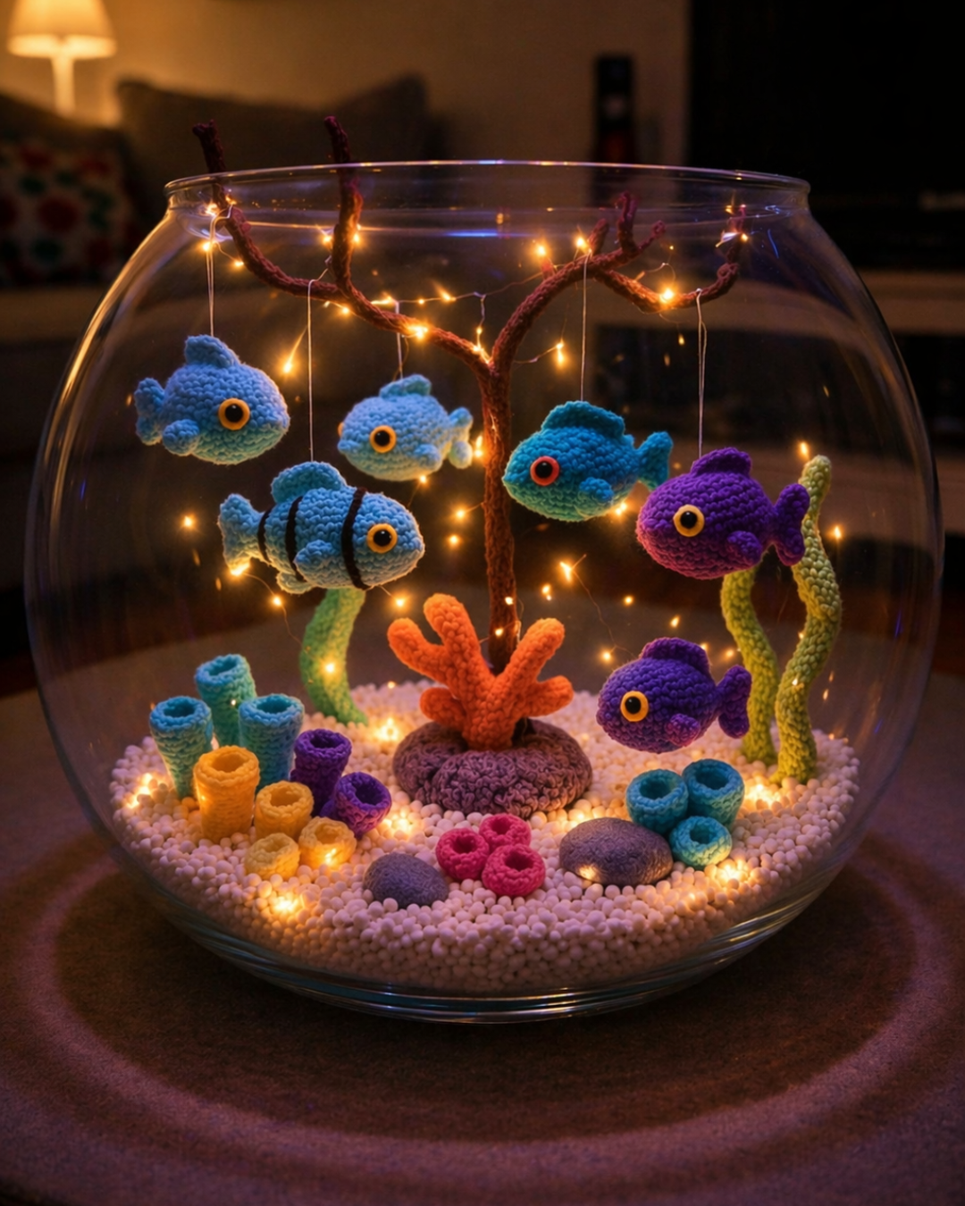 Handcrafted Crochet Aquarium - Amigurumi Fish Bowl