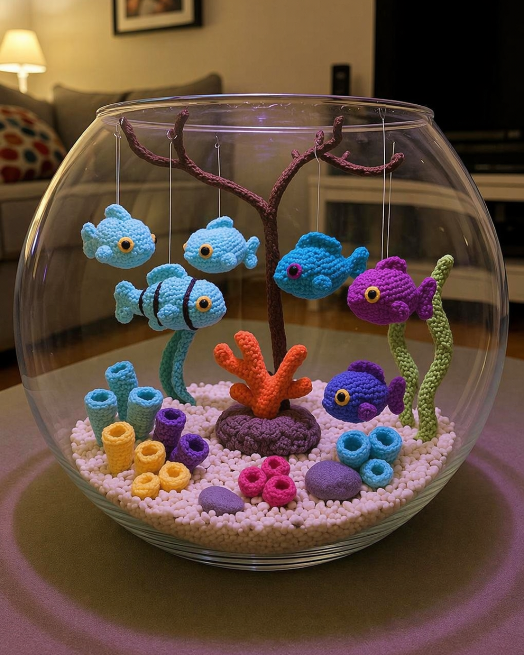Handcrafted Crochet Aquarium - Amigurumi Fish Bowl