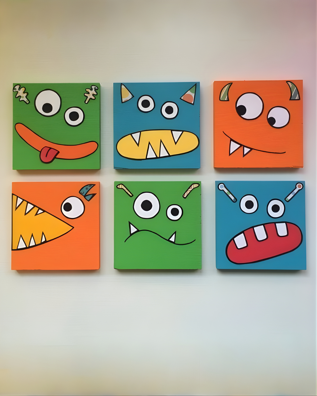 Playful Monsters – Hand-Painted Canvas Wall Art