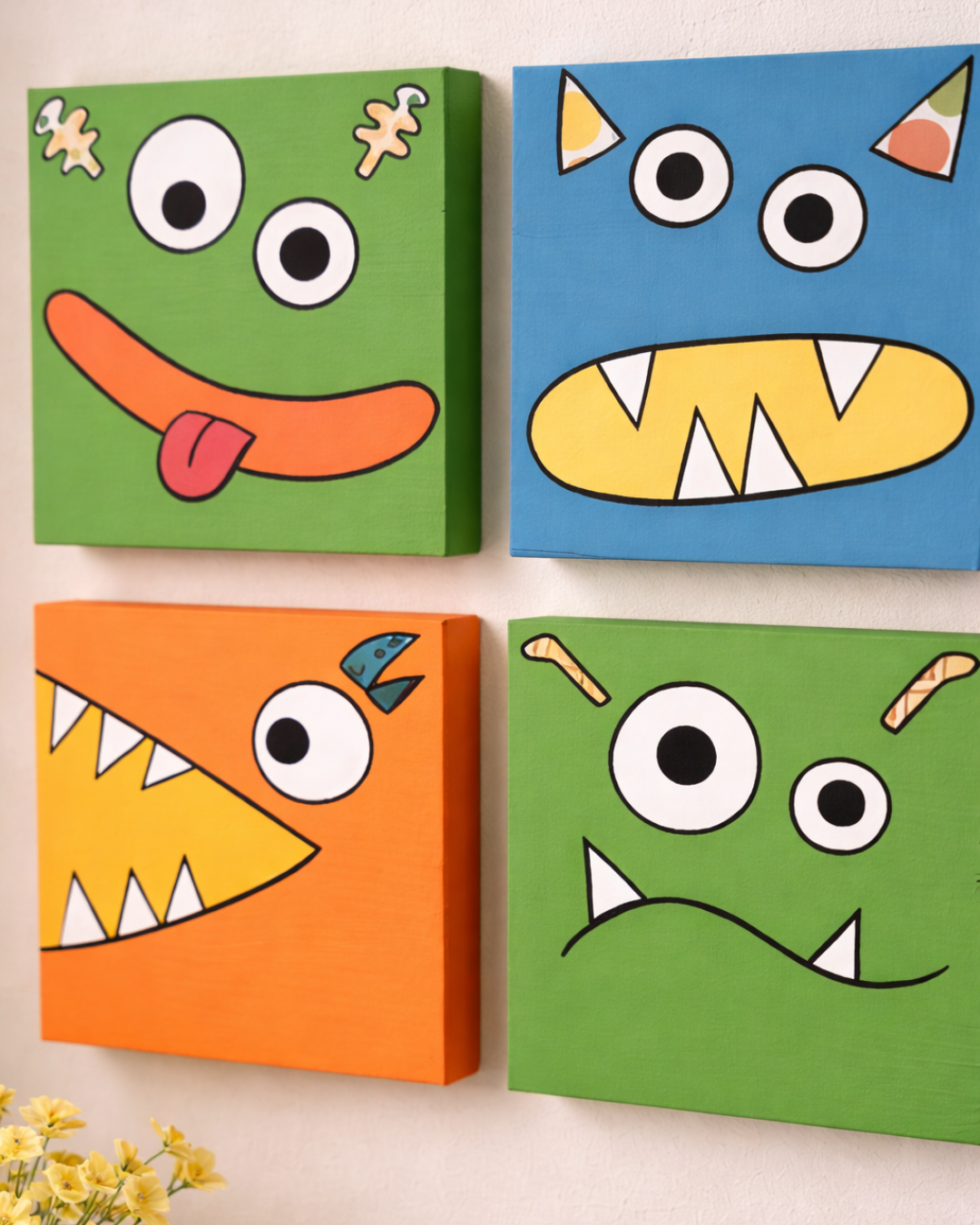 Playful Monsters – Hand-Painted Canvas Wall Art