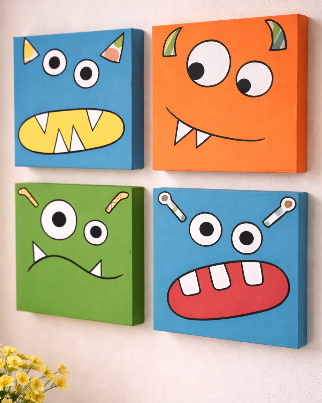 Playful Monsters – Hand-Painted Canvas Wall Art