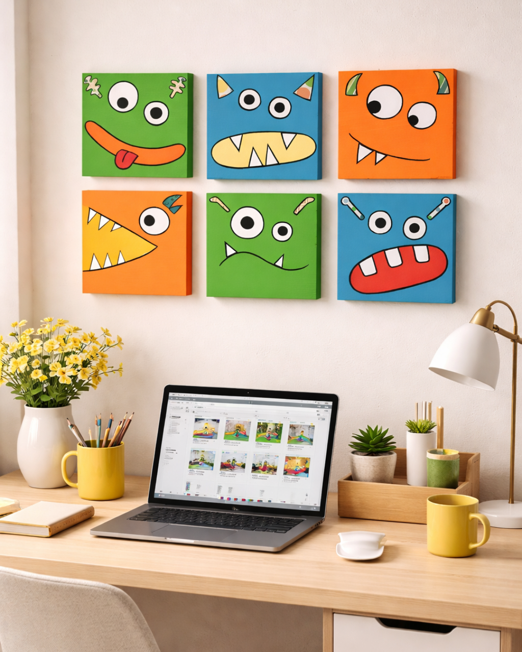 Playful Monsters – Hand-Painted Canvas Wall Art
