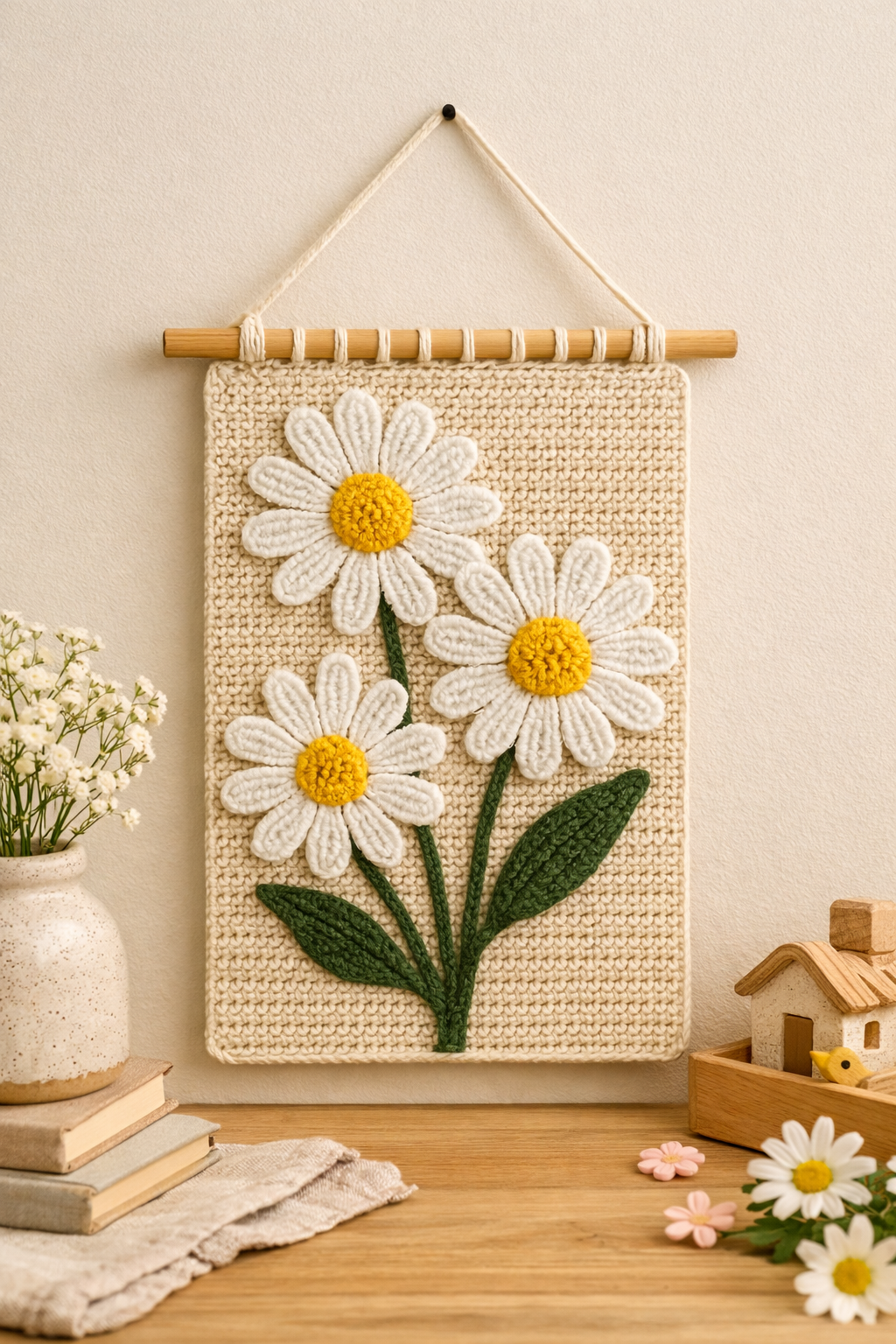 Sunset Bloom Crochet Wall Hanging